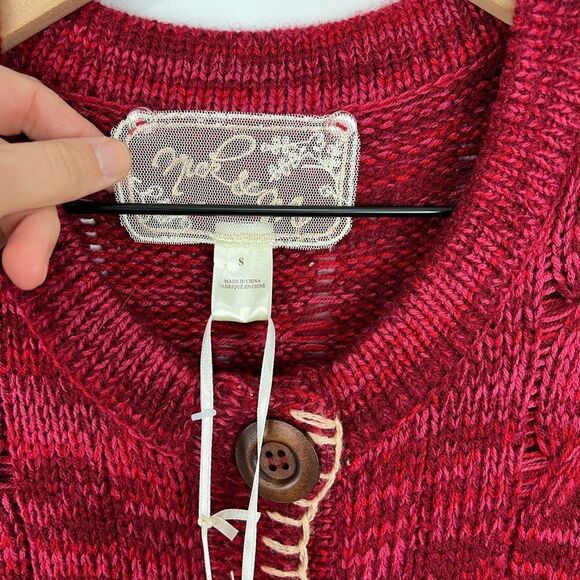 Anthropologie Nick & Mo Red Sweater Dress with Buttons S NWT - Picture 3 of 7